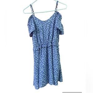 Jessica Simpson Cold shoulder blue & white floral dress Small